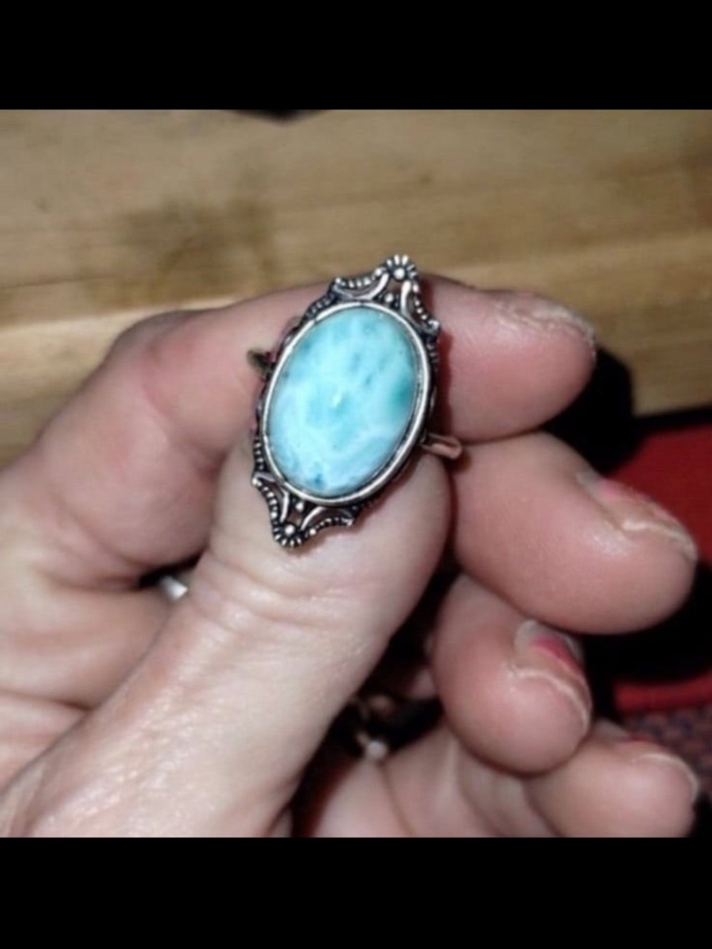 Larimar ring in 925 silver
